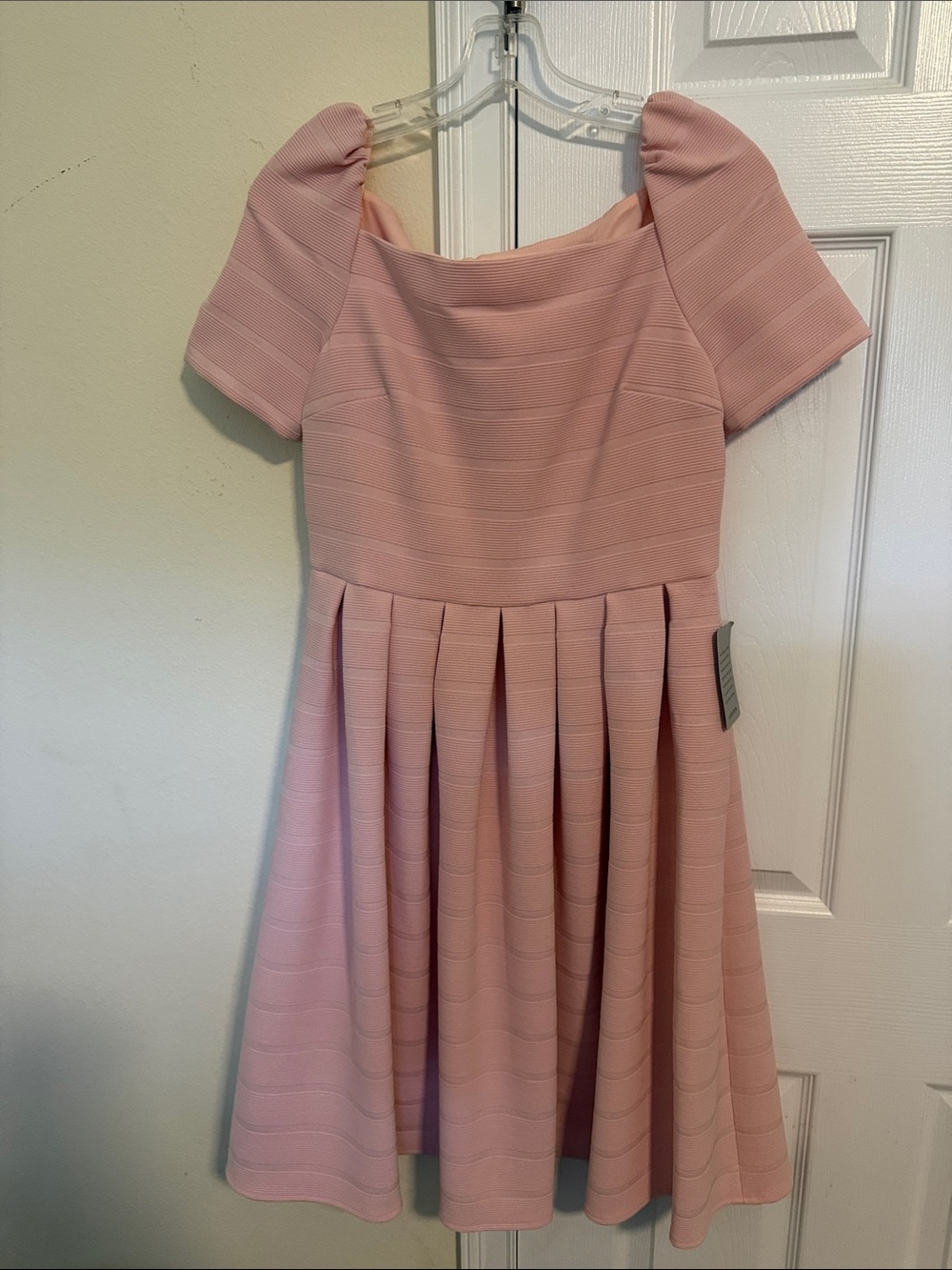 Gal Meets Glam Pink Pleated Fit-and-Flare Midi Dress